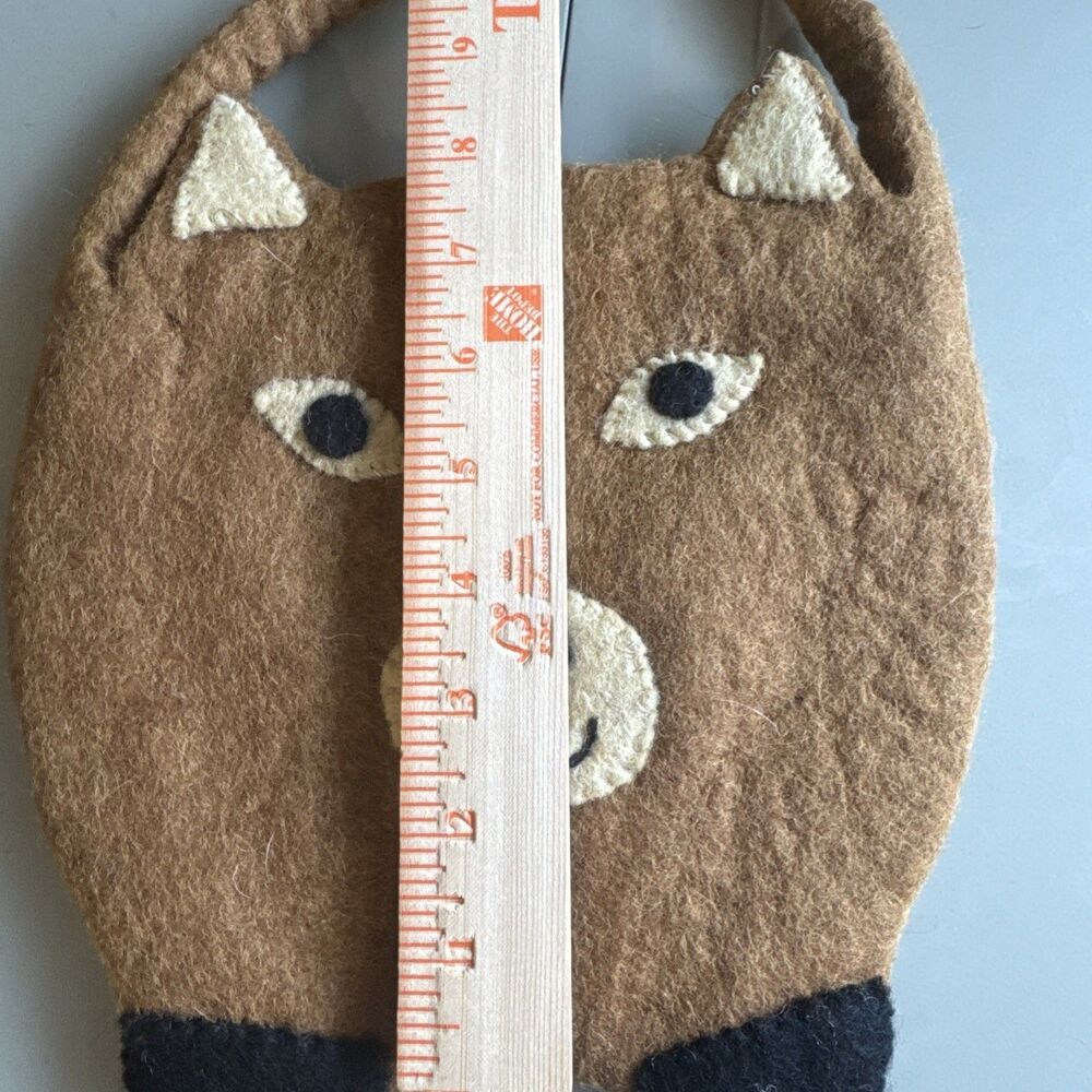 Earth Divas Felted Wool Bag, Brown bear Fair Trade Made - Picture 10 of 11